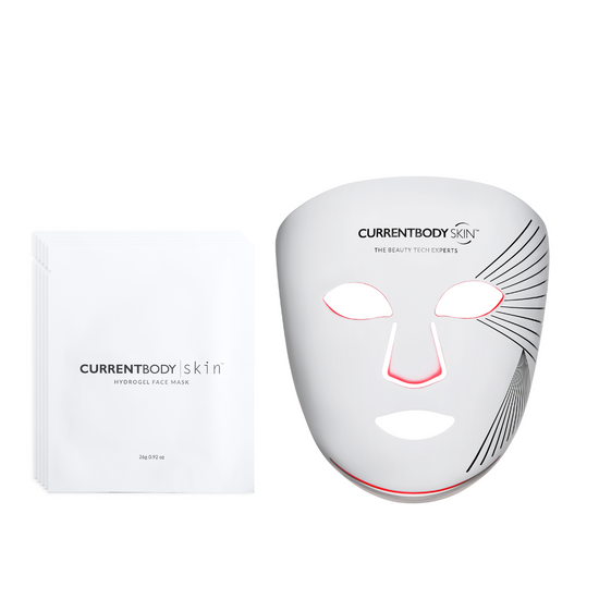 CurrentBody Skin LED Light Therapy Mask & Hydrogel Face Masks (10 Pack) (Worth $739)